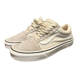 Vans Old Skool Men’s 7 Women’s 8.5 Cream White Suede Canvas Skate Shoes